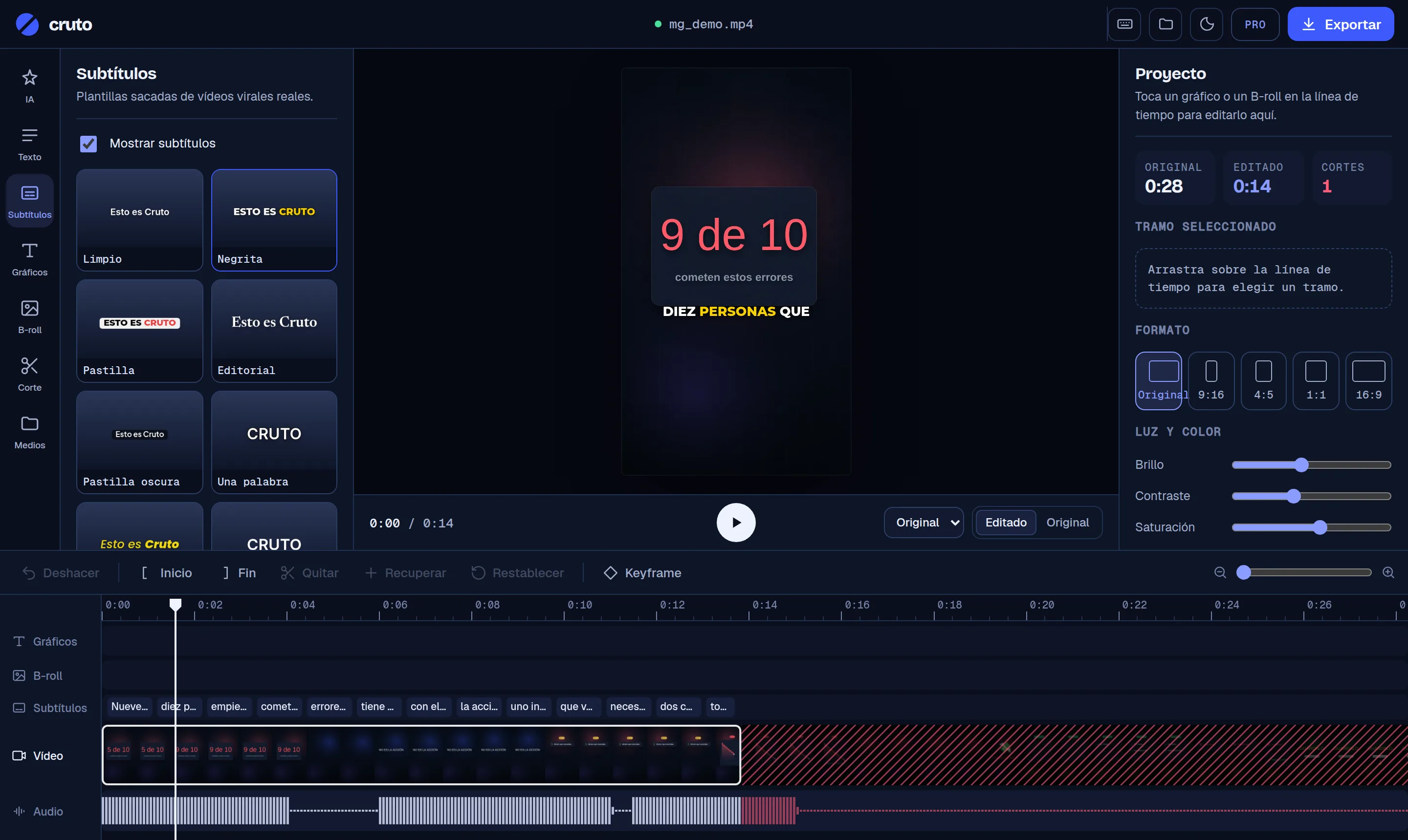 Der Cruto-Editor: Timeline ohne Pausen, virale Untertitel und das Video in 9:16